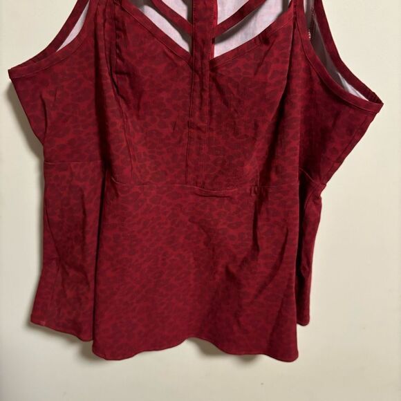 NWT Torrid Leopard Bengaline High Neck Cage Front Peplum Top-  Size 3X (22-24) - Picture 4 of 8